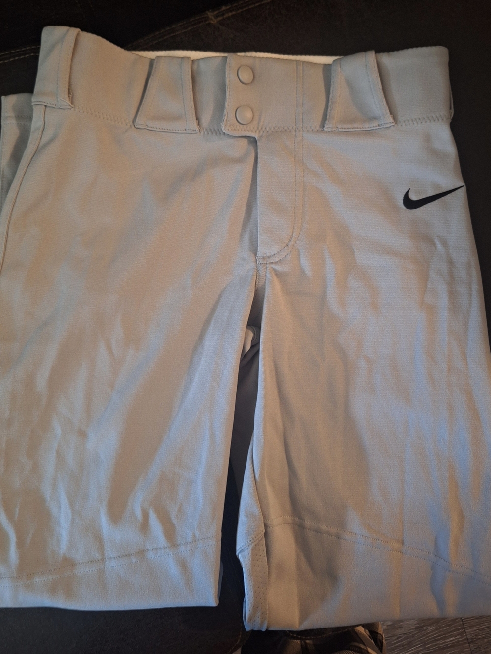 Nike Light Beige Mens Baseball Shorts with Black Swoosh